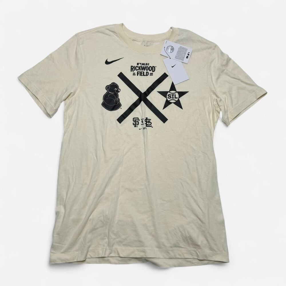 Nike MLB Rickwood Field 2024 Cream Graphic T Shirt Mens Medium